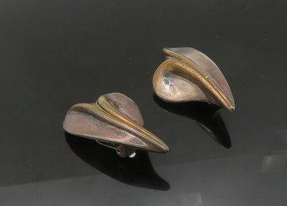 JE ISRAEL 925 Silver  Vintage Sculpted Heart Non Pierce Drop Earrings  EG10525