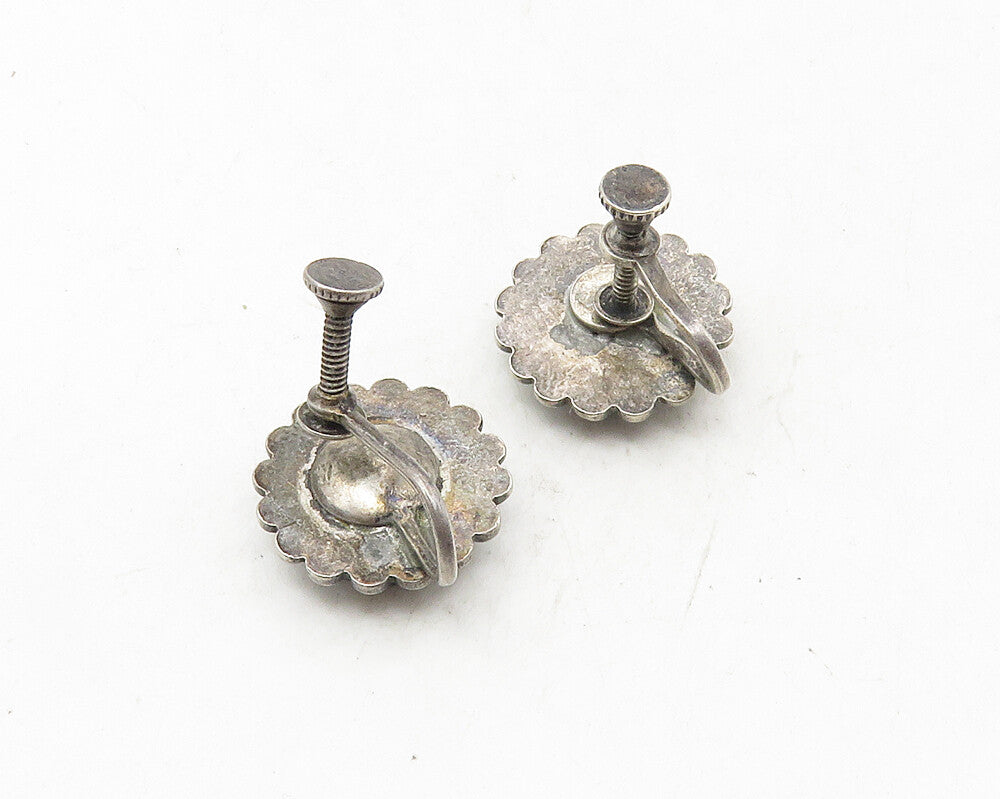 925 Sterling Silver  Vintage Abalone Shell Floral Non Pierce Earrings   EG5217