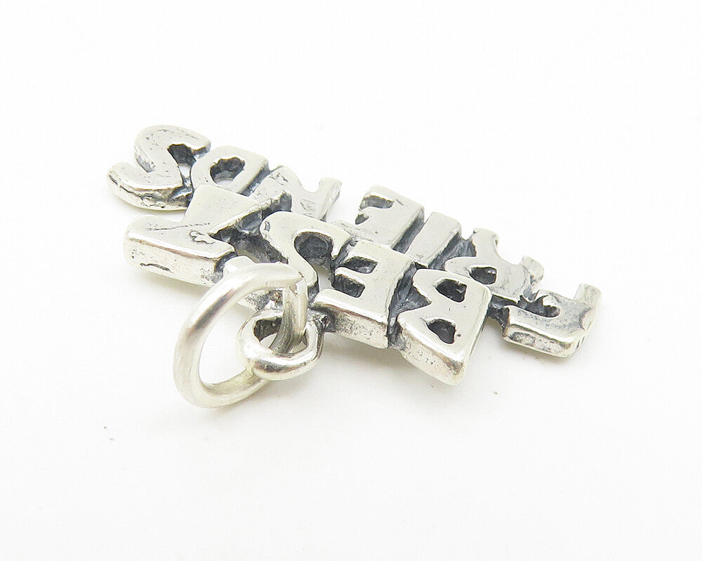925 Sterling Silver  Vintage Shiny Best Friends Smooth Drop Pendant  PT8743