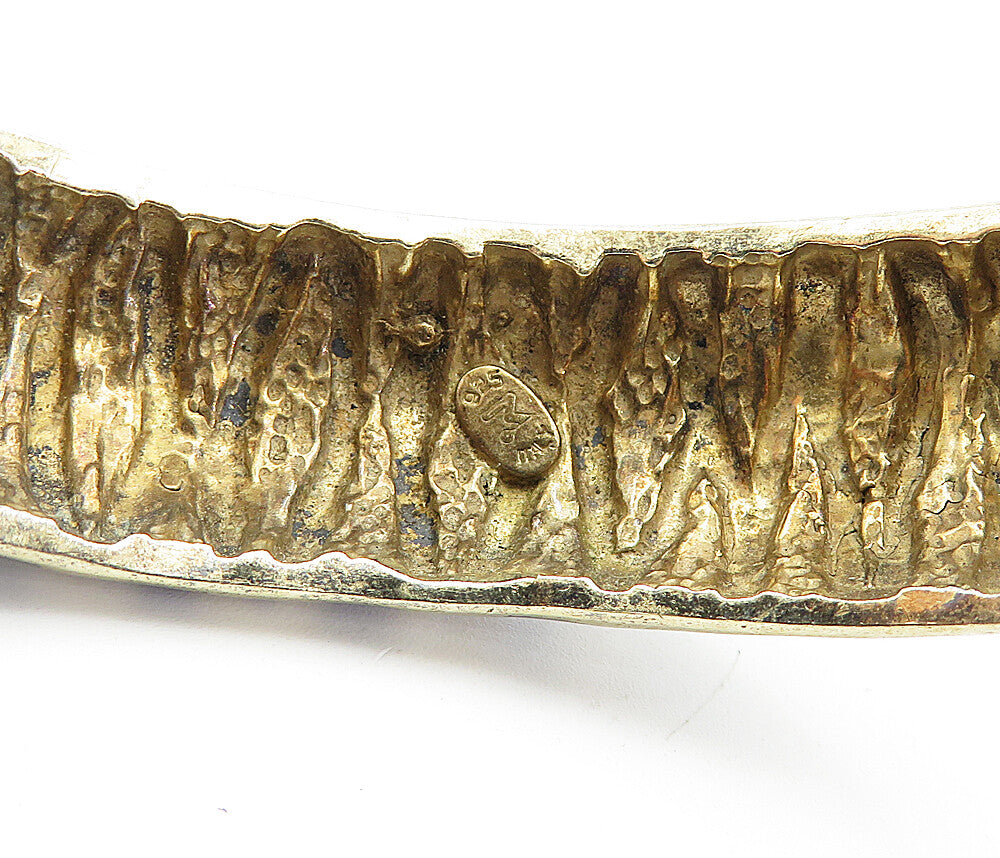 925 Sterling Silver Vintage Enamel Coated Zebra Striped Cuff Bracelet BT2066