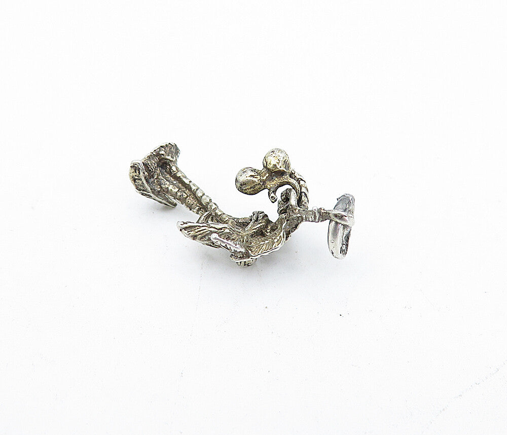 925 Sterling Silver  Vintage Petite Dark Tone Palm Trees Drop Pendant  PT2849