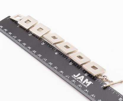 925 Sterling Silver Vintage Bracelet Large Open Square Toggle Lock  BT11275