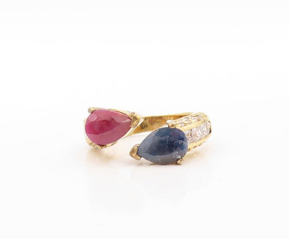 925 Sterling Silver Vintage Ring Gold Plated Topaz 2 Tone Gemstone  Sz 8 RG30862