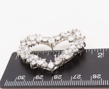 925 Sterling Silver Vintage Pendant Marquise & Round Cut CZ Heart  PT23559