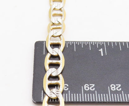 925 Sterling Silver  Diamond Cut Two Tone Anchor Link Chain Necklace  NE1661