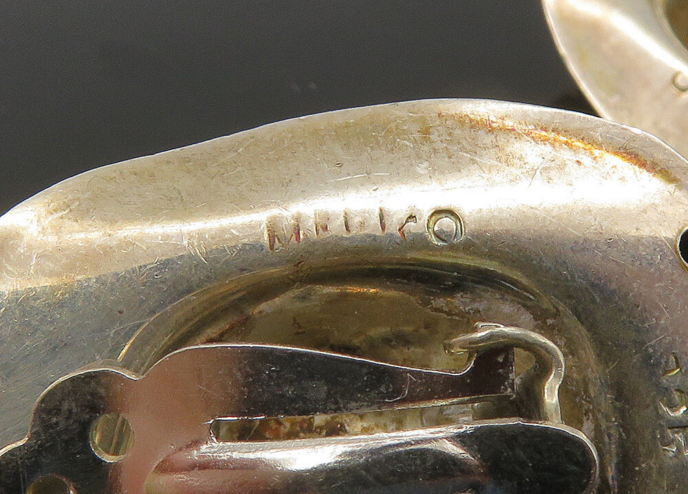 MEXICO 925 Sterling Silver  Vintage Cowboy Hat Non Pierce Earrings  EG11375