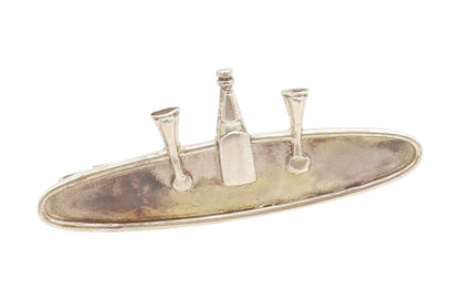 925 Sterling Silver Vintage Tie Clip Miniature Celebration Champagne Bar  TR4130