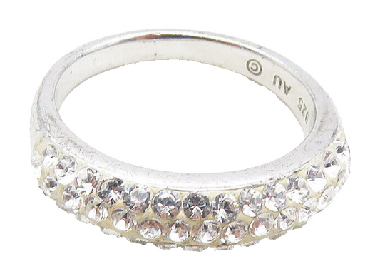925 Sterling Silver  Sparkling Cubic Zirconia Dome Band Ring Sz 7  RG9835