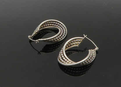925 Sterling Silver  Vintage Shiny Round Split Bubble Hoop Earrings  EG11187