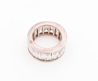 925 Sterling Silver Vintage Ring Baguette Cut CZ Eternity Band  Sz 5  RG36845
