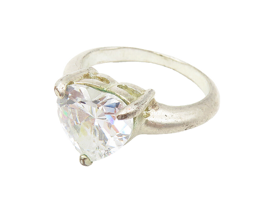925 Sterling Silver  Cubic Zirconia Love Heart Solitaire Ring Sz 8.5  RG11035
