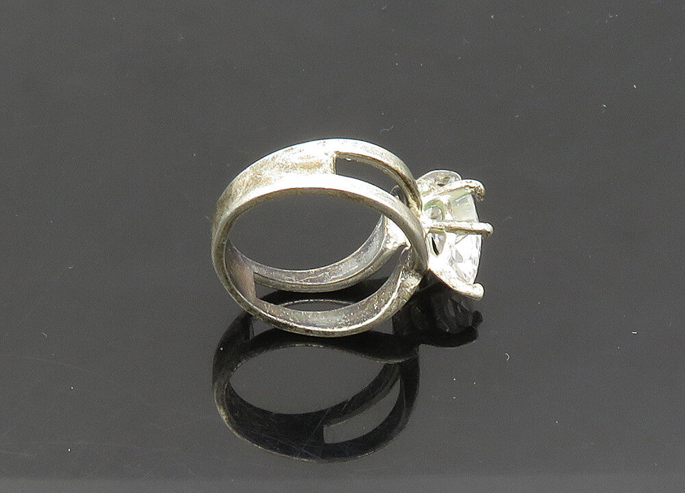 925 Silver  Vintage Marquise Cut Cubic Zirconia Cocktail Ring Sz 7  RG21613