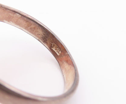 925 Sterling Silver Vintage Ring Cabochon Amber Circles Cutout Band Sz 7 RG35726
