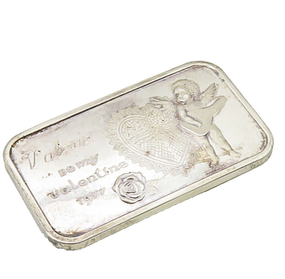 925 Sterling Silver  Vintage Be My Valentine Cupid 1977 Bullion Bar  TR2567