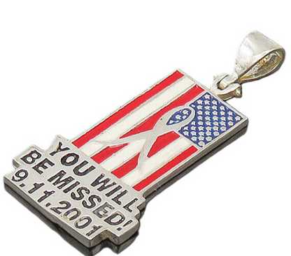 925 Sterling Silver  Vintage Enamel United States Flag Pendant  PT16491