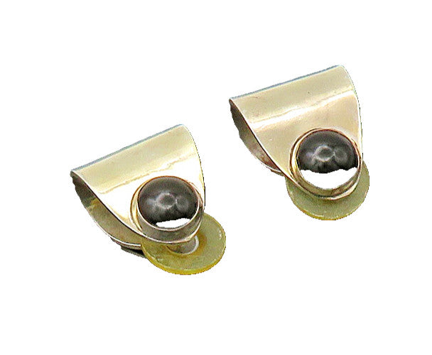 MEXICO 925 Sterling Silver  Vintage Black Onyx Curved Drop Earrings  EG11008