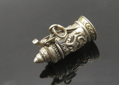 925 Sterling Silver  Vintage Beer Stein Cup Motif Pendant (OPENS)  PT15888