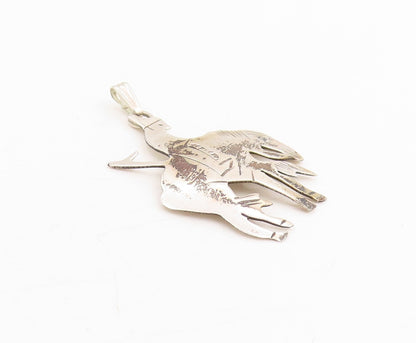 925 Sterling Silver Vintage Pendant Etched Sagittarius Zodiac Charm  PT25336