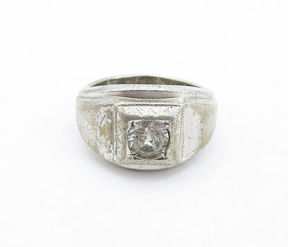 ESPO 925 Sterling Silver  Vintage Round Cut Topaz Band Ring Sz 8.5  RG5968