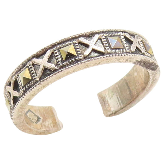 925 Sterling Silver Vintage Ring JUDITH JACK Marcasite X Pattern  Sz 7  RG36691