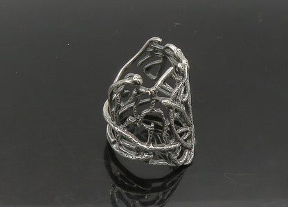 DESIGNER 925 Silver  Vintage Shiny Large Sculpted Band Ring Sz 12  RG23252