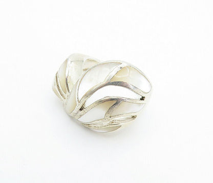 925 Sterling Silver  Mother Of Pearl Split Design Band Ring Sz 6.5  RG7925