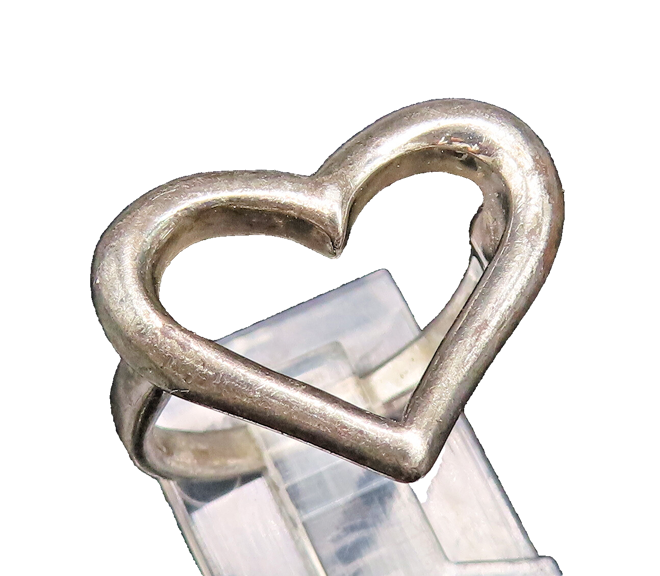 925 Silver  Vintage Fashionable Minimalist Open Love Heart Ring Sz 7  RG25733