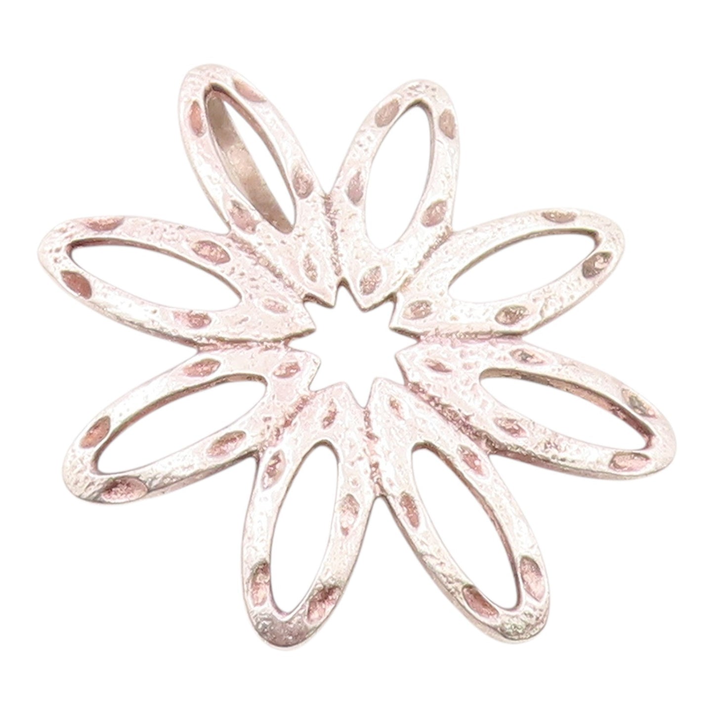 925 Sterling Silver  Vintage Shiny Etched Open Flower Motif Pendant  PT18960