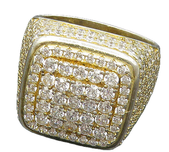 925 Sterling Silver  Cubic Zirconia Encrusted Dome Band Ring Sz 11  RG18767