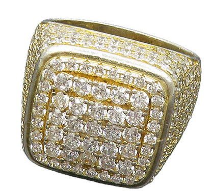 925 Sterling Silver  Cubic Zirconia Encrusted Dome Band Ring Sz 11  RG18767