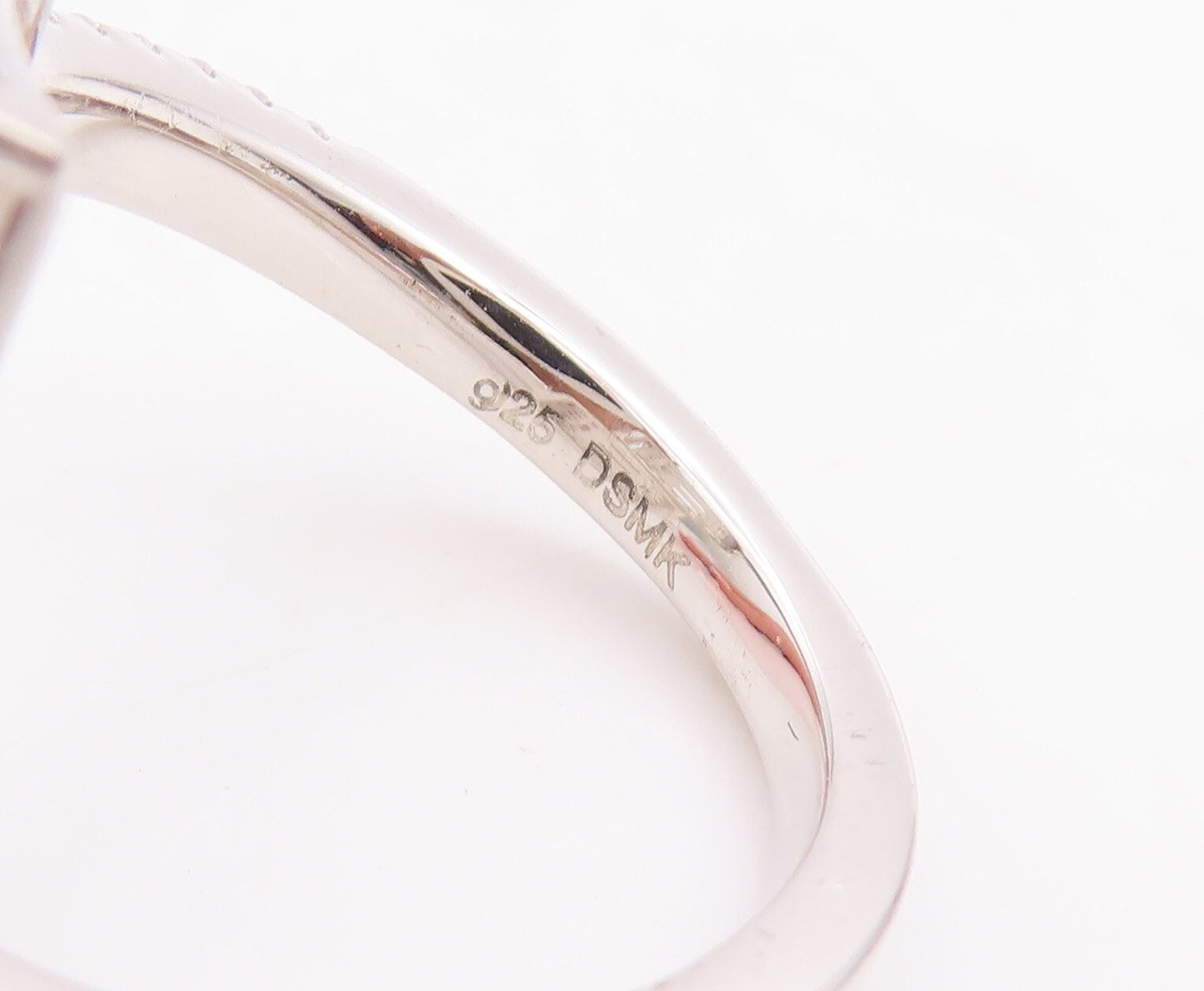 925 Sterling Silver Vintage Ring Square Cut Halo CZ Bypass Band  Sz 7.5  RG29045