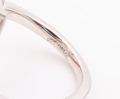 925 Sterling Silver Vintage Ring Square Cut Halo CZ Bypass Band  Sz 7.5  RG29045