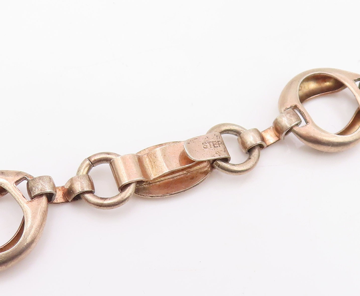925 Sterling Silver Vintage Necklace Elegant Puffed Mariner Link Choker  NE4833