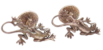 925 Sterling Silver  Vintage Carved Royal Crown Reptilian Cufflinks  TR3329