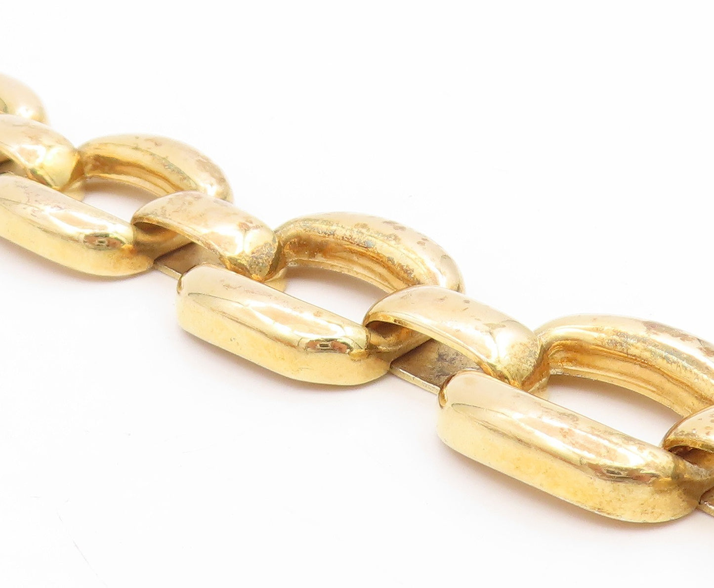 925 Sterling Silver Vintage Bracelet Gold Plated Interlocking Chain BT11735
