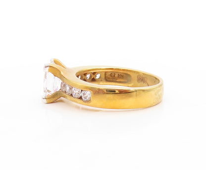 925 Sterling Silver Vintage Ring Gold Plated Minimalist CZ Inlay  Sz 7  RG30544