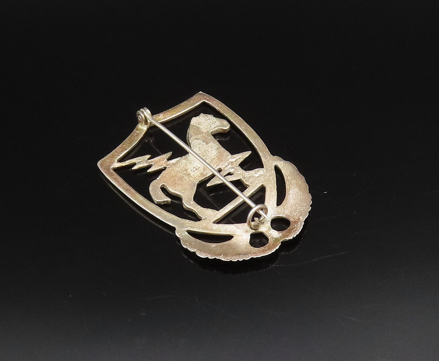 925 Sterling Silver  Vintage Horse & Lightning Cutout Brooch Pin  BP10003