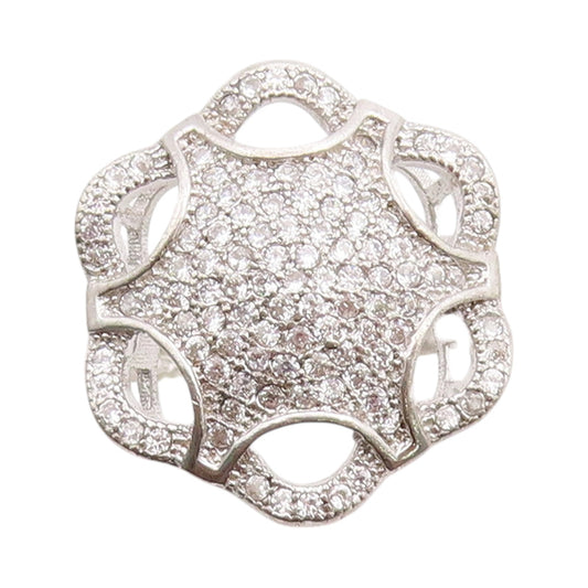 925 Sterling Silver Vintage Ring Topaz Inlay Spider Web Design  Sz 6.5  RG33134