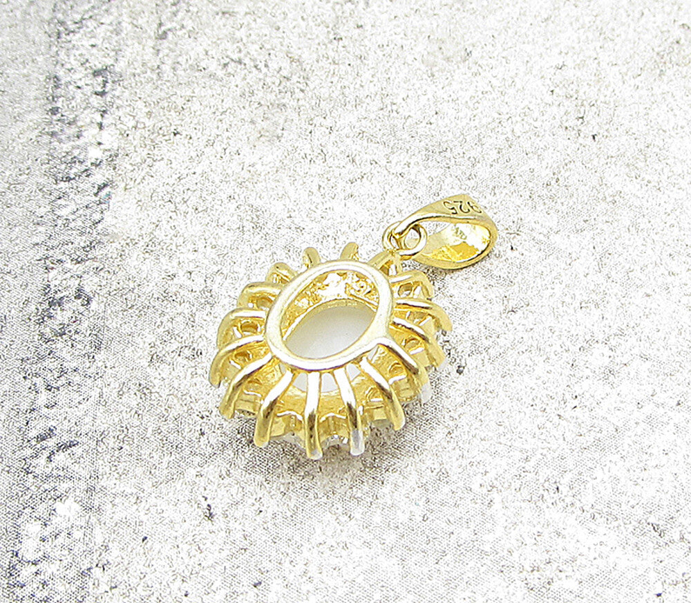 Gold Over 925 Sterling Silver Opal & White Topaz Drop Pendant PT1129