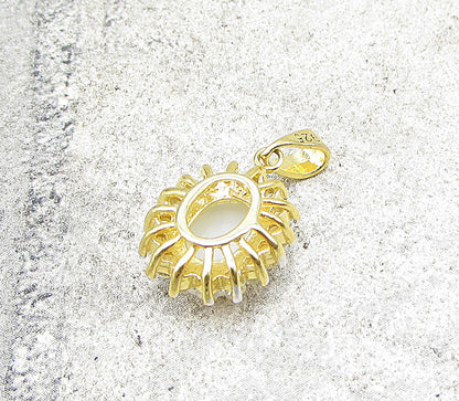Gold Over 925 Sterling Silver Opal & White Topaz Drop Pendant PT1129