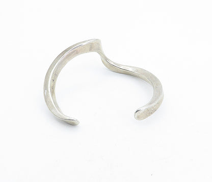 925 Sterling Silver  Vintage Wavy Swirl Designed Smooth Cuff Bracelet  BT1482