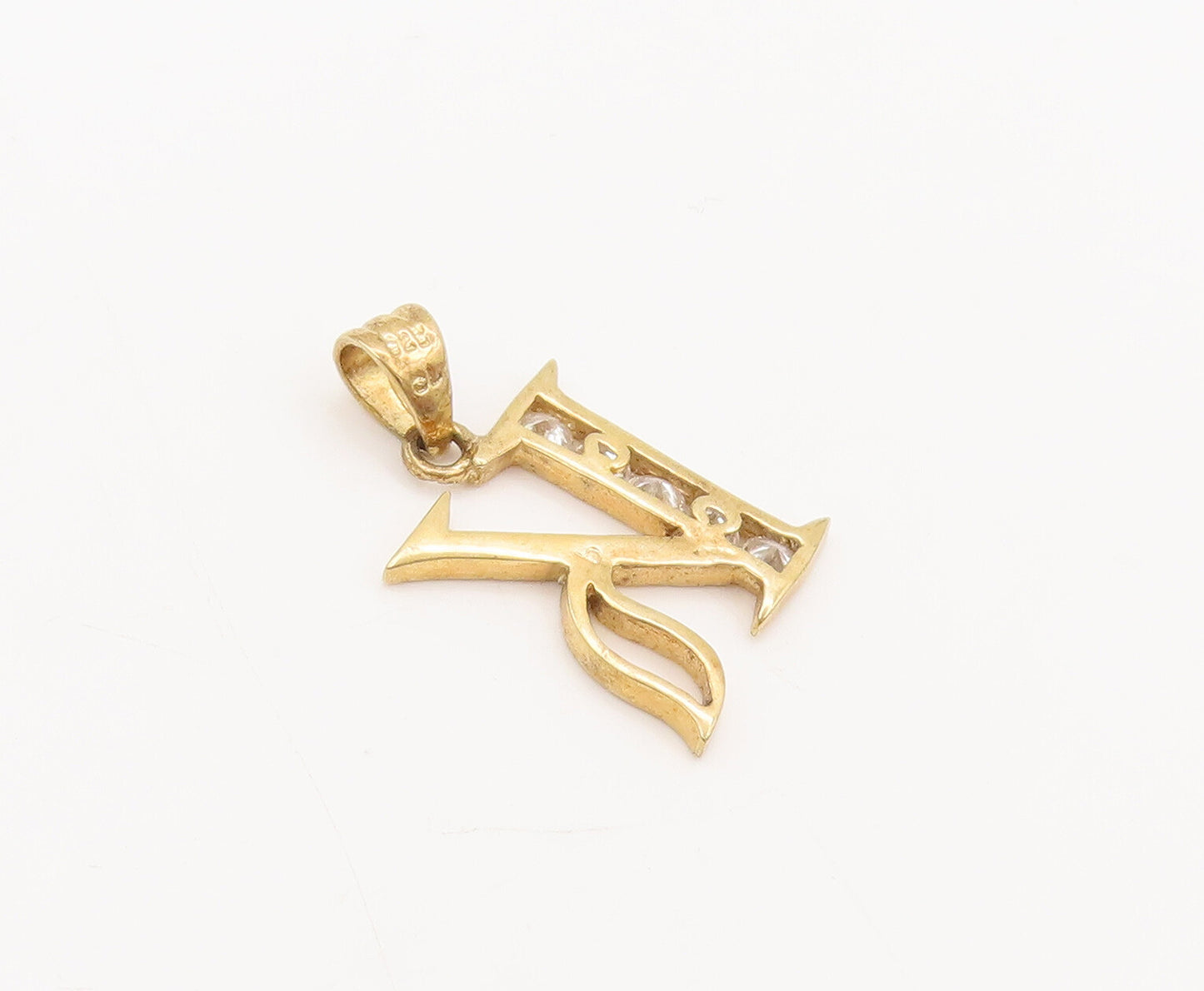 925 Sterling Silver  Vintage Gold Plated Calligraphy Cutout K Pendant  PT22334