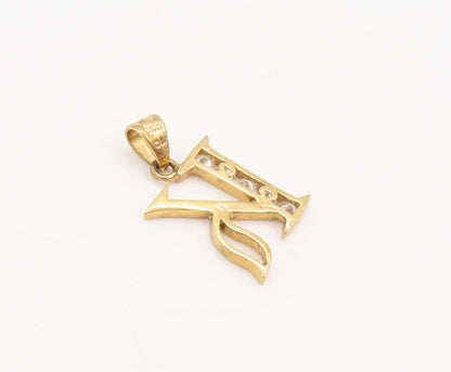 925 Sterling Silver  Vintage Gold Plated Calligraphy Cutout K Pendant  PT22334