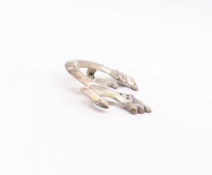 925 Sterling Silver Vintage Brooch Pin NAVAJO Solid Carved Tall Man  BP10903
