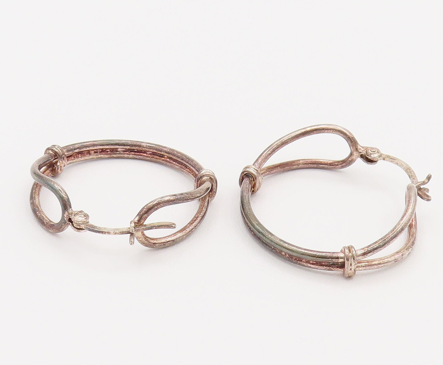 925 Sterling Silver  Vintage Tied Open Loop Fashion Hoop Earrings  EG12313