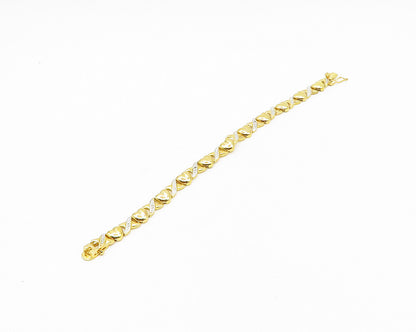 925 Sterling Silver  Genuine Diamonds Love Heart XO Chain Bracelet  BT7547