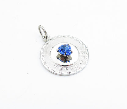 925 Sterling Silver  Love Heart Sapphire September Birth Stone Pendant  PT5684