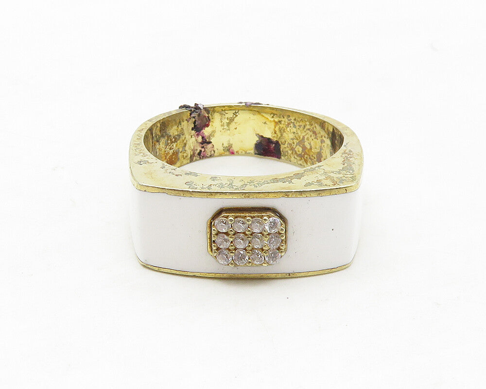 925 Sterling Silver  Petite Topaz Enamel Coated Dome Band Ring Sz 8  RG17327