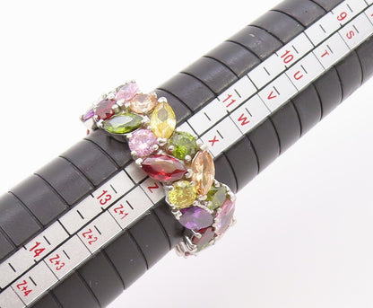 925 Sterling Silver Vintage Ring Multi Gemstone Eternity Band  Sz 12  RG36440