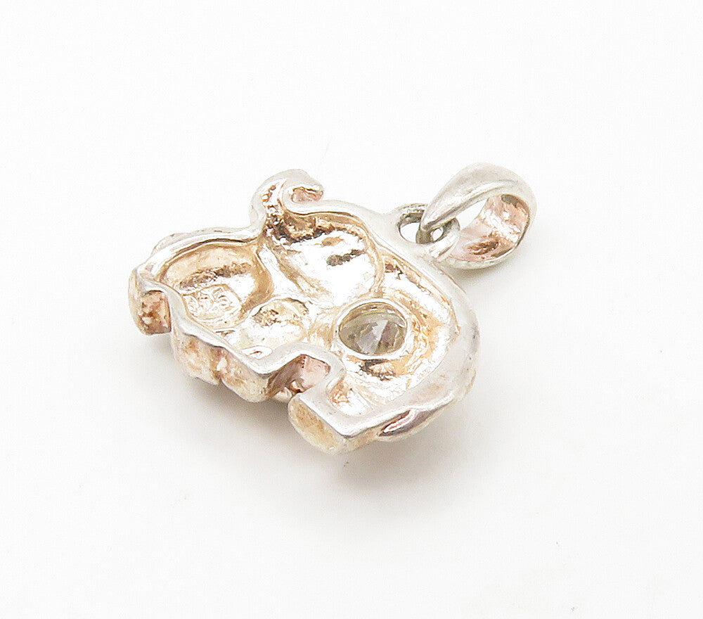 925  Silver  Vintage Cubic Zirconia Mom & Baby Elephants Pendant  PT13118